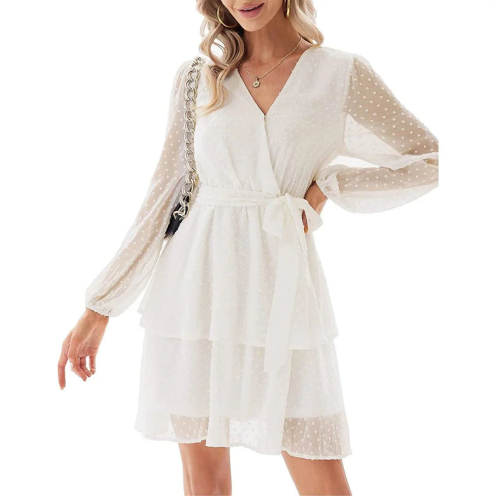 Denis Long Sleeve Cocktail Party Belt Dresses - Vestir en Moda