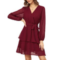 Denis Long Sleeve Cocktail Party Belt Dresses - Vestir en Moda