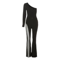 Desiree Long Sleeve Sexy Mesh Stitching Micro Pull Jumpsuit - Vestir en Moda