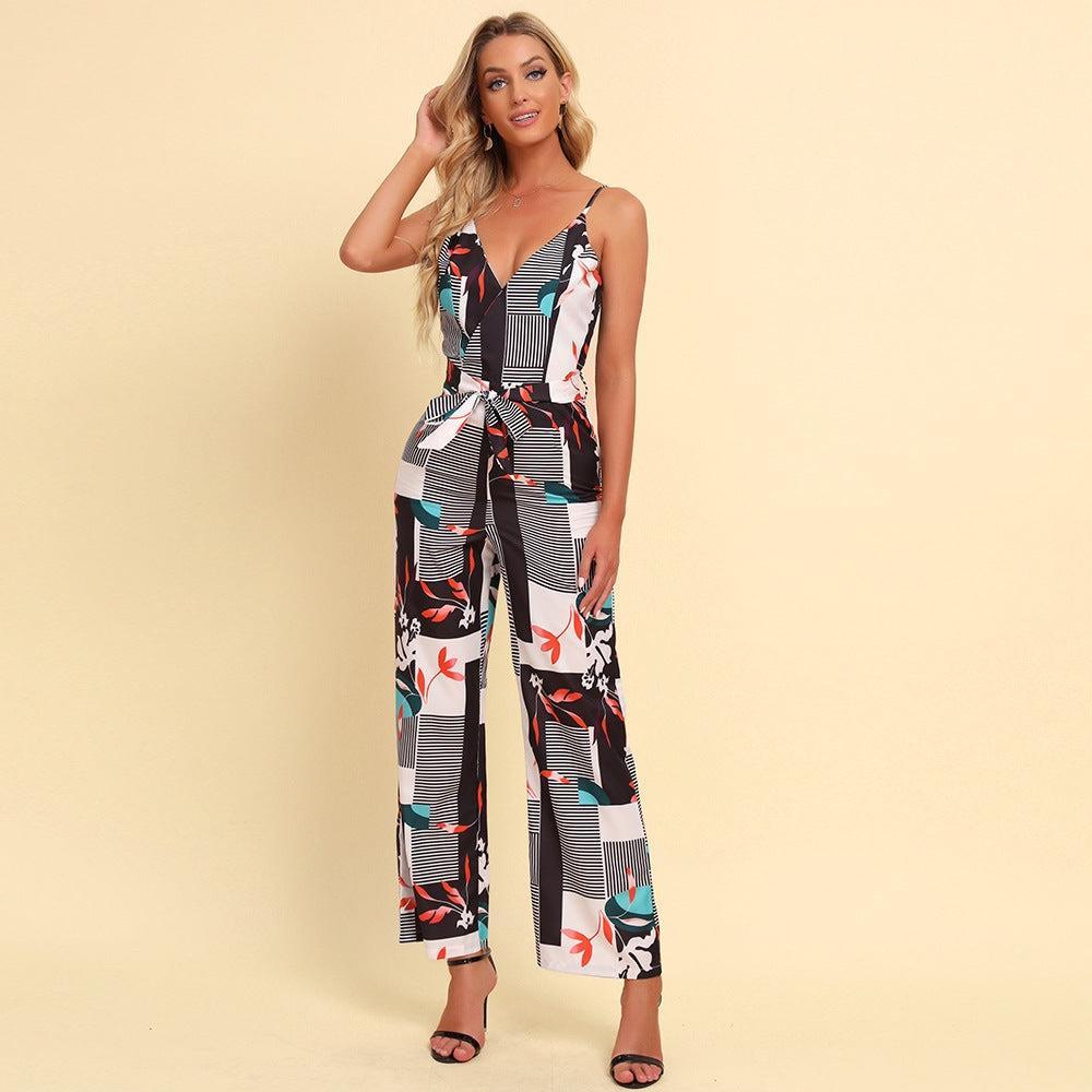 Desiree Women Sexy Backless Deep V Plunge Neck Strap Lace Jumpsuits - Vestir en Moda