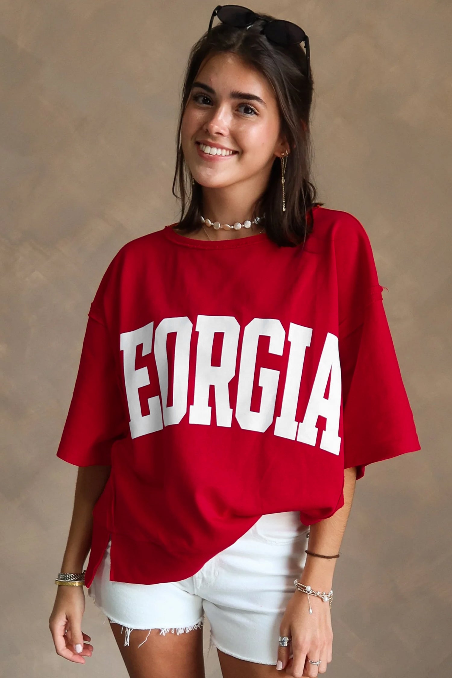 Racing Red GEORGIE Letter Drop Shoulder