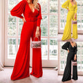 Diana Spring Ladies V Neck Long Sleeve High Waist Jumpsuits - Vestir en Moda