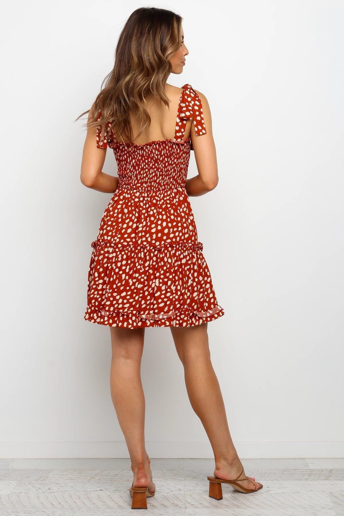 Diana Sweet Fresh Shoulder Bow Print Dresses Women - Vestir en Moda