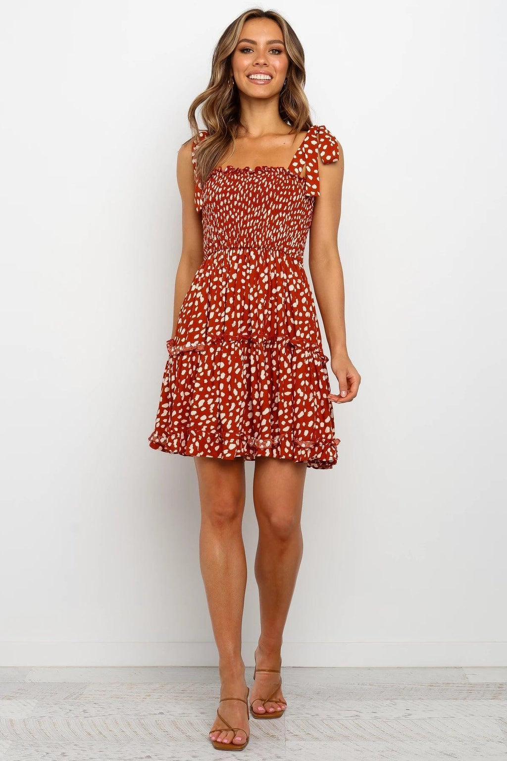 Diana Sweet Fresh Shoulder Bow Print Dresses Women - Vestir en Moda