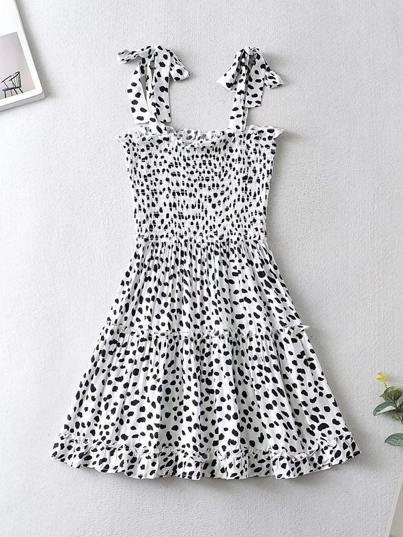 Diana Sweet Fresh Shoulder Bow Print Dresses Women - Vestir en Moda