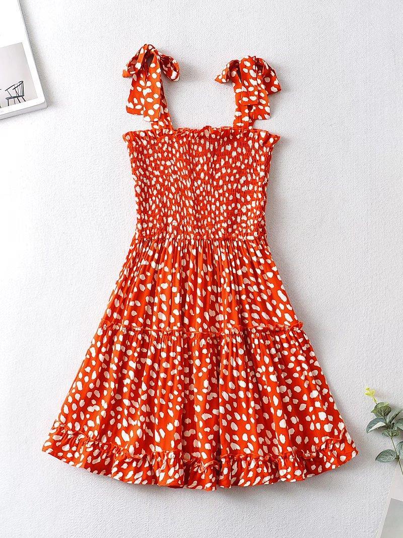 Diana Sweet Fresh Shoulder Bow Print Dresses Women - Vestir en Moda