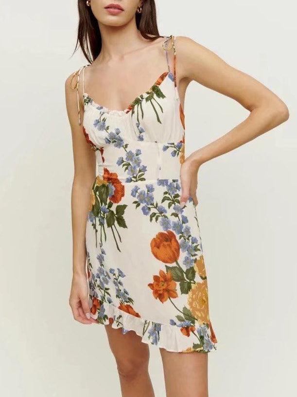 Dilania New Gentle line Sexy pring Print Split Sling Dresses - Vestir en Moda