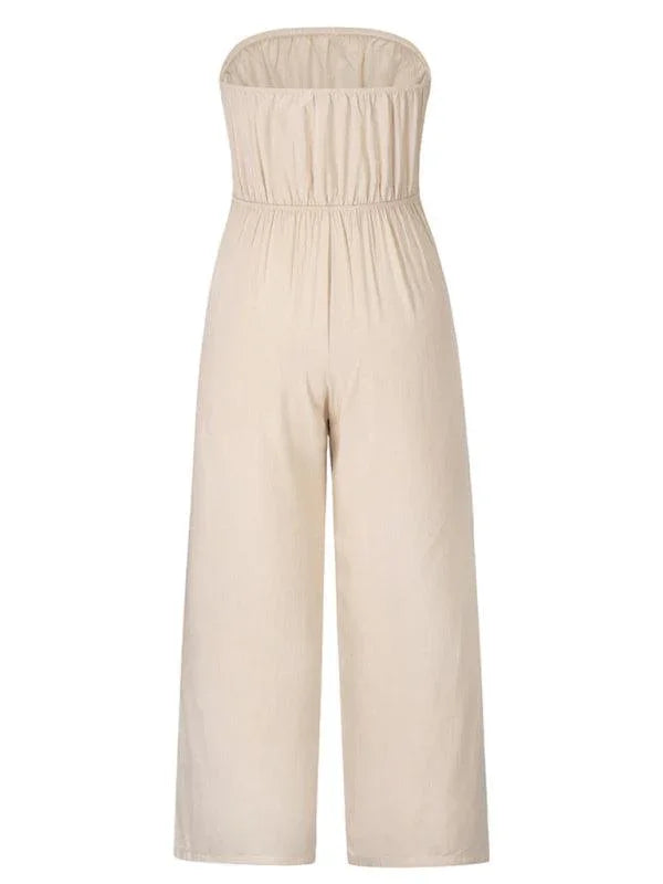 Dionisia Women Strapless Tie-waist Jumpsuits - Vestir en Moda