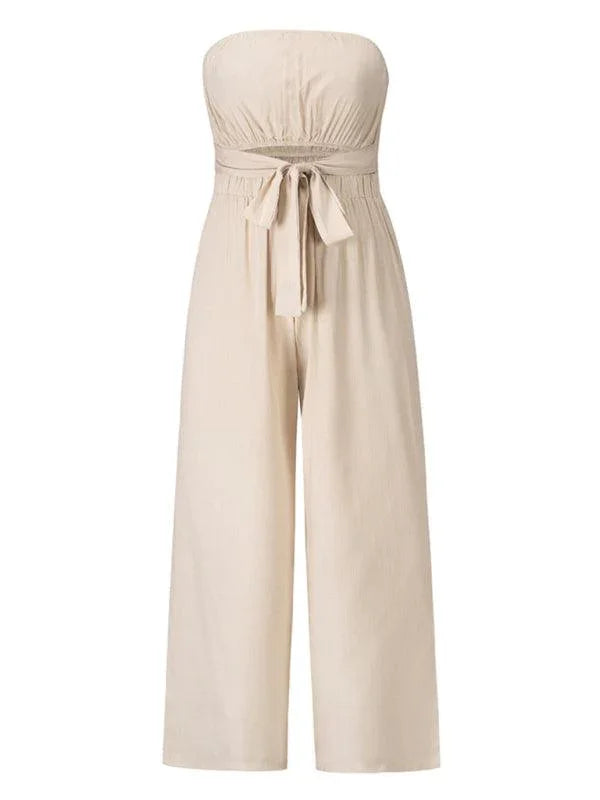 Dionisia Women Strapless Tie-waist Jumpsuits - Vestir en Moda