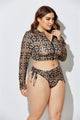 Donencia Plus Size Sexy Printed Split Tie Waist Three-Piece Suit - Vestir en Moda