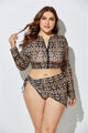 Donencia Plus Size Sexy Printed Split Tie Waist Three-Piece Suit - Vestir en Moda