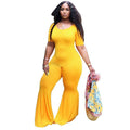 Dora Plus Size Tight-Fitting Solid Color Wide Leg Jumpsuit - Vestir en Moda