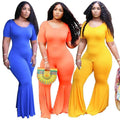 Dora Plus Size Tight-Fitting Solid Color Wide Leg Jumpsuit - Vestir en Moda
