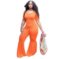 Dora Plus Size Tight-Fitting Solid Color Wide Leg Jumpsuit - Vestir en Moda