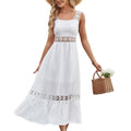 Dora Women Hollow Out Lace Stitching Square Sleeveless Dresses - Vestir en Moda