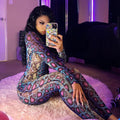 Dream Snake Pattern Long Sleeve Tight Jumpsuit One Piece Trousers - Vestir en Moda