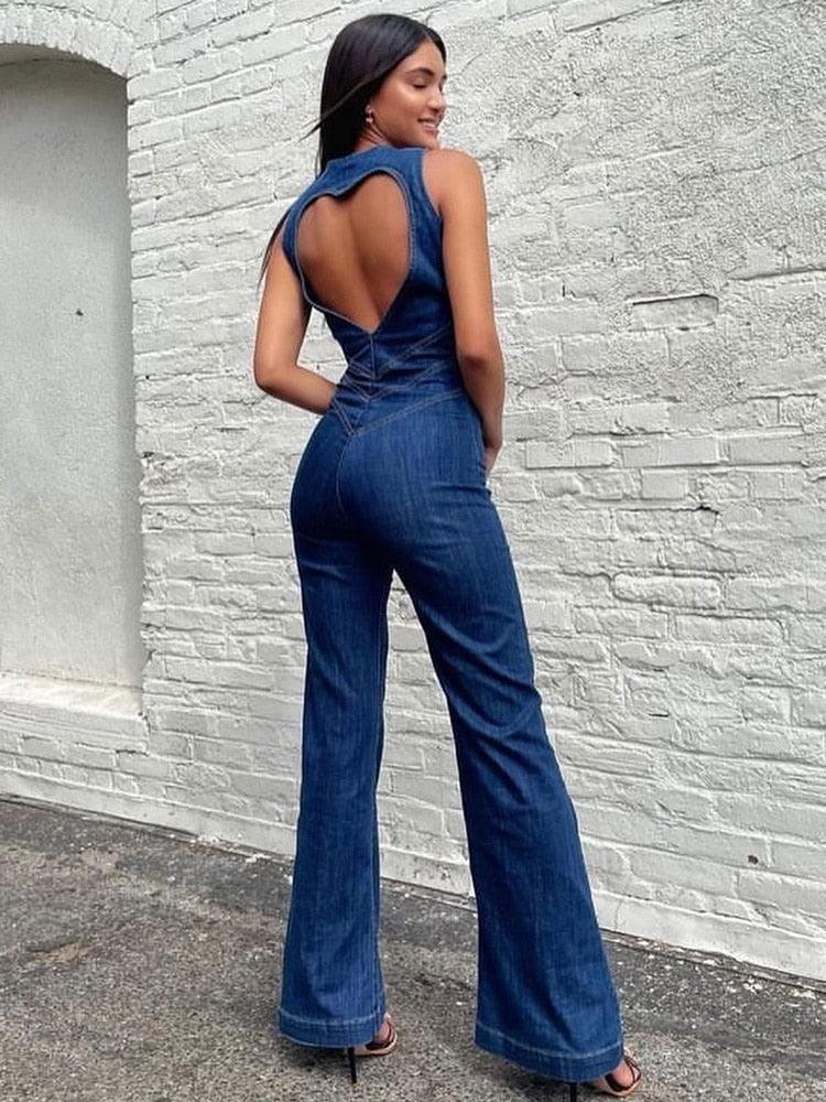 Dulce Backless Heart Cutout Women Casual Sleeveless Jumpsuits - Vestir en Moda