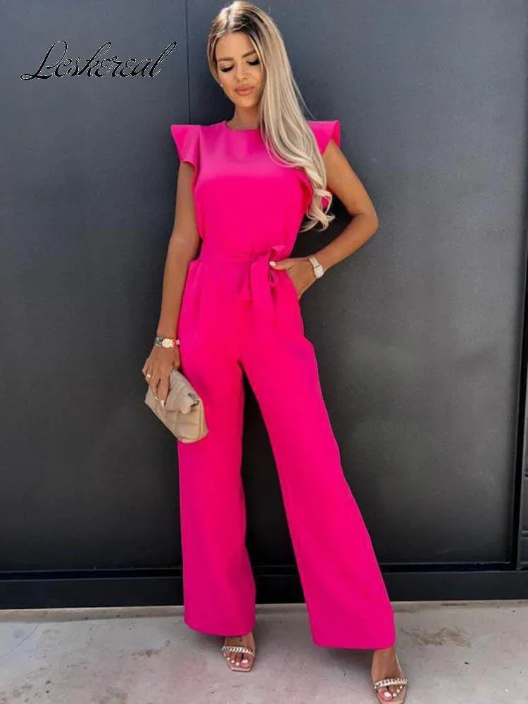 Dulce Fashion Butterfly Sleeve Wide Women Streetwear Jumpsuits - Vestir en Moda