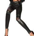 Dylan Hollow Out Women Fashion High Zippers Active Leather Pants - Vestir en Moda