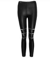 Dylan Hollow Out Women Fashion High Zippers Active Leather Pants - Vestir en Moda