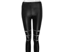 Dylan Hollow Out Women Fashion High Zippers Active Leather Pants - Vestir en Moda