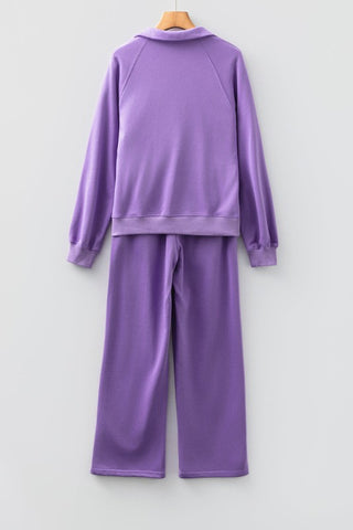 Kayli Solid Collared Central Seam Two Piece Sets