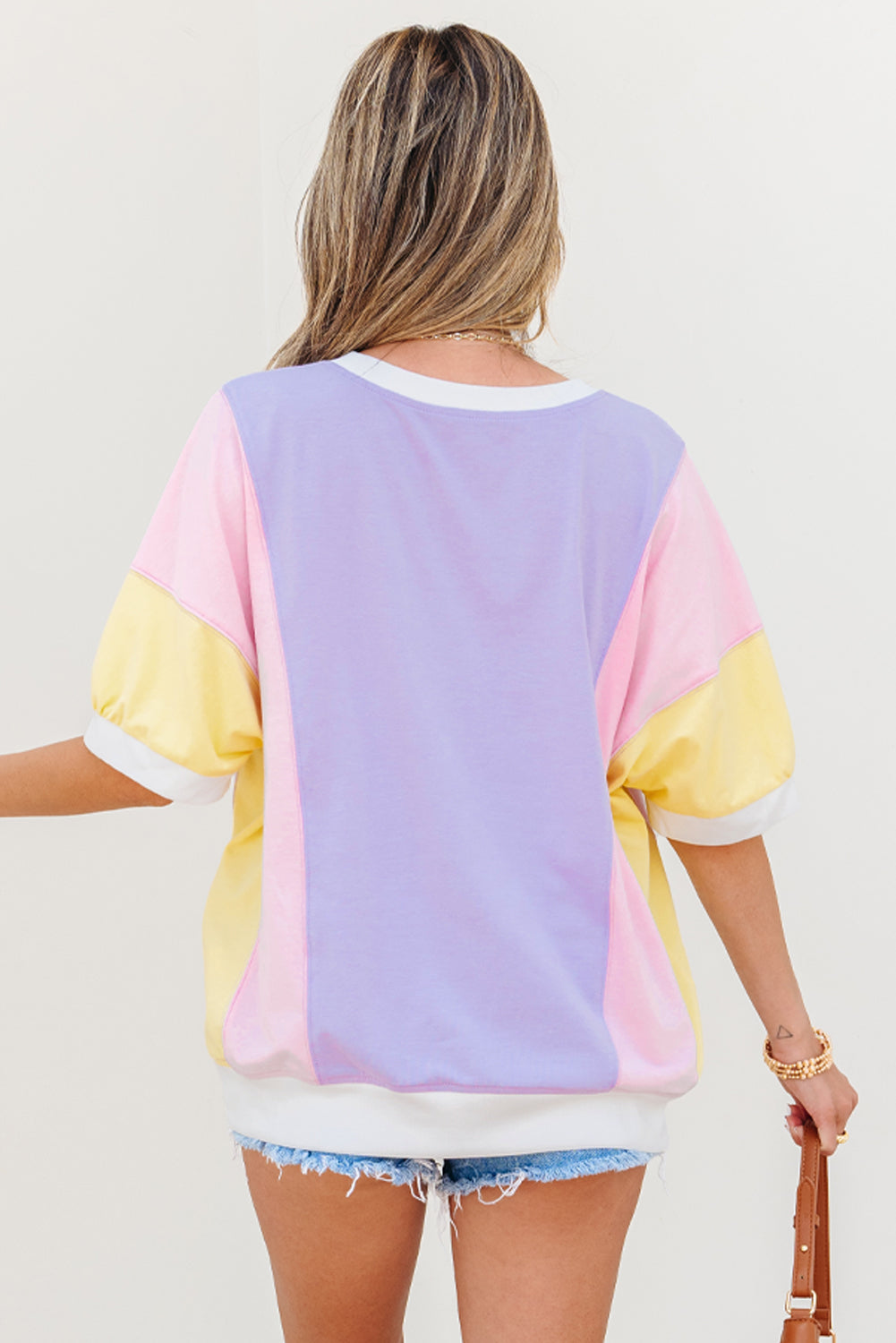Block Patchwork Half Sleeve