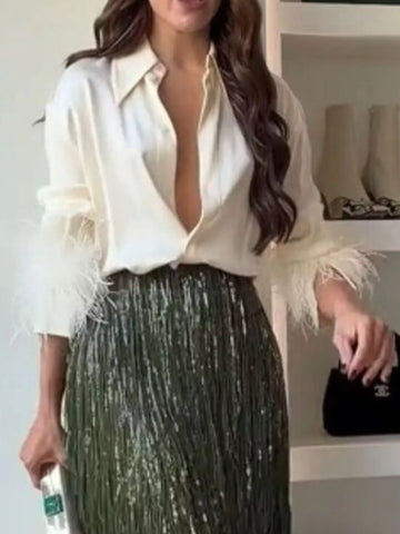 Amanda Fringe Long Sleeve Two Piece Sets