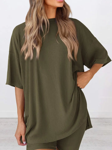 Dinora Full Size Oversized Round Neck Two Piece Sets