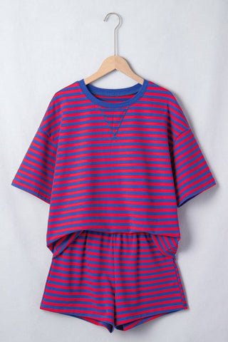 Victoria Stripe Short Sleeve Two Piece Sets