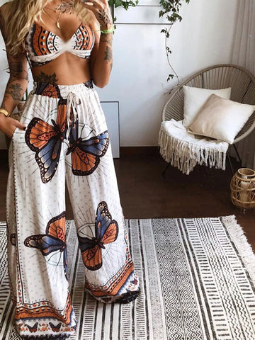 Anabelle Boho Butterfly Print Two Piece Sets