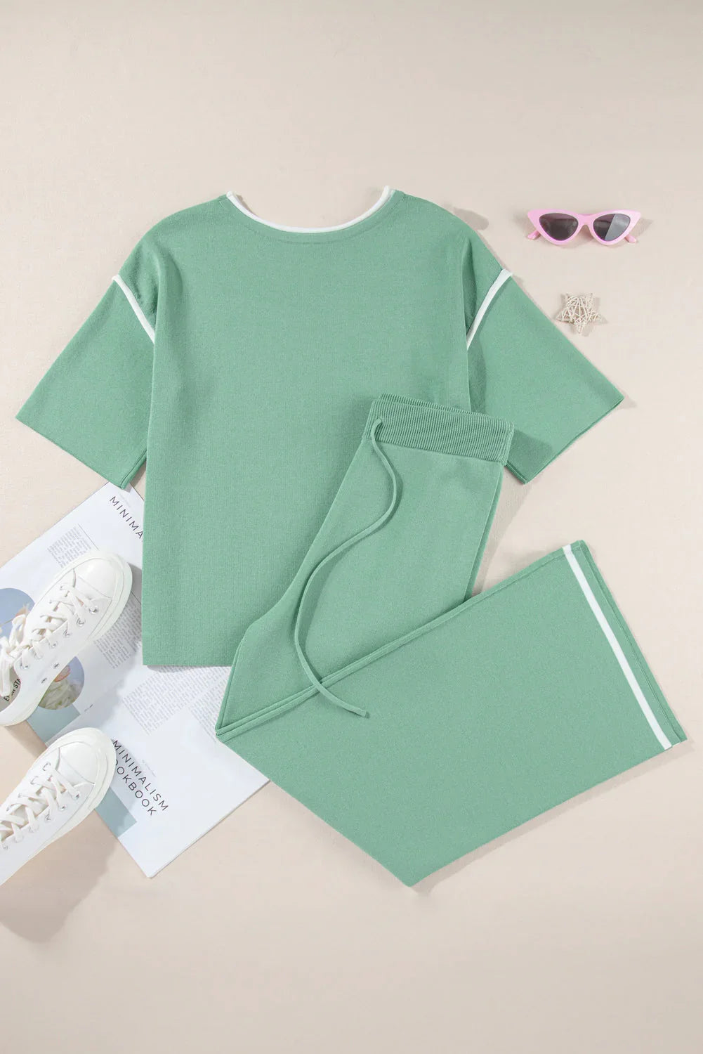 Wanda Contrast Trim and Drawstring Two Piece Set