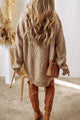 Beruka Parchment Cable Knit Drop Shoulder Loose Fit Sweater Dress