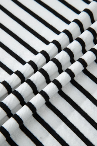 Erika Stripe Cap Sleeve Henley Two Piece Sets