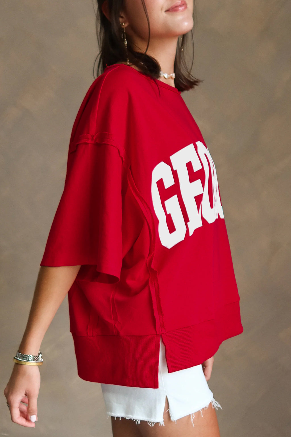 Racing Red GEORGIE Letter Drop Shoulder