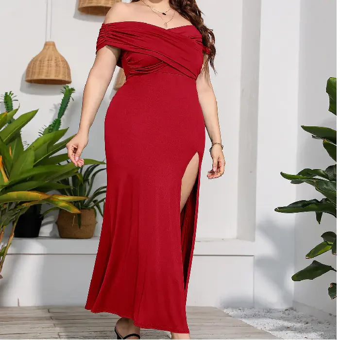 Elegant Plus Size High Waist Split Elegant Dress