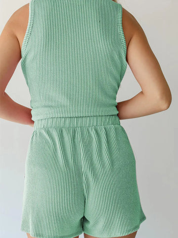 Diana Round Neck Sleeveless Two Piece Sets