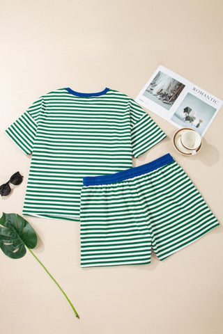 Estela Plus Size Stripe Boxy Two Piece Sets