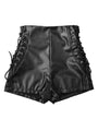 Edith Black High Waist Elastic PU Leather Casual Shorts - Vestir en Moda
