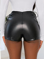 Edith Black High Waist Elastic PU Leather Casual Shorts - Vestir en Moda