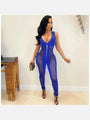 Edna See Through V Neck Zipper Up Sleeveless Jumpsuits - Vestir en Moda