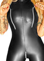 Eduviges Hot Motorcycle Leather Zipper Open Sexy Jumpsuits - Vestir en Moda