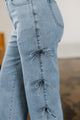 Winley Beau Blue Bow Knot Side Detail Straight Leg Loose Jeans