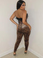 Eladia Sexy Animal Print Strapless Skinny Jumpsuit - Vestir en Moda
