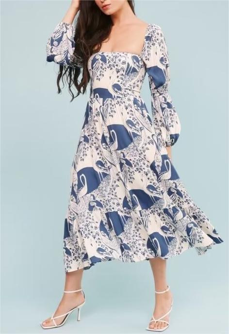 Elba Square Collar Lantern Sleeve Length Dresses - Vestir en Moda