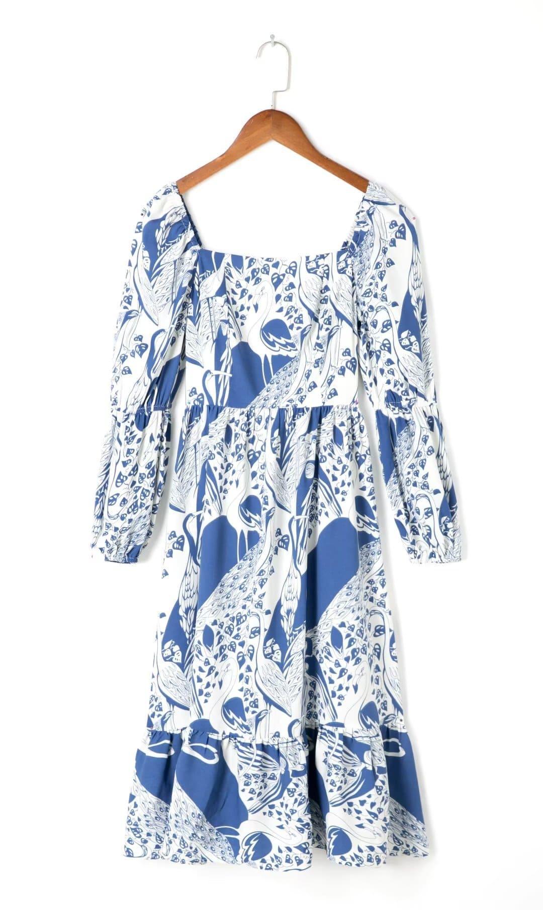 Elba Square Collar Lantern Sleeve Length Dresses - Vestir en Moda