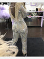 Elena Charming Deep V Neck Sequin Jumpsuit - Vestir en Moda