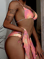 Elena Tie Dye Halter Ruffled Bikini Micro With Sarong Swimwear - Vestir en Moda