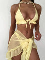 Elena Tie Dye Halter Ruffled Bikini Micro With Sarong Swimwear - Vestir en Moda