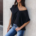 Elida Short Sleeve Chicken Hearts V neck Blouse - Vestir en Moda
